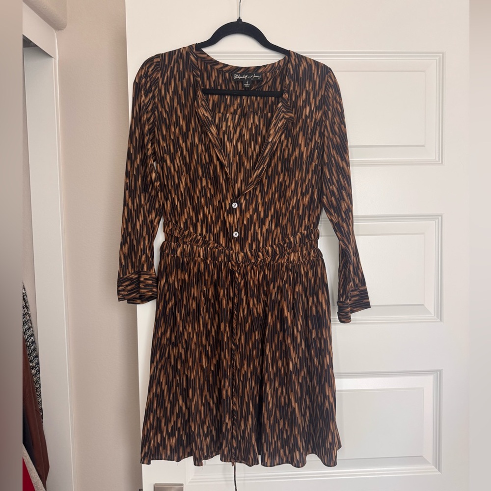 Elizabeth and James Brown and Black Patterned Dress